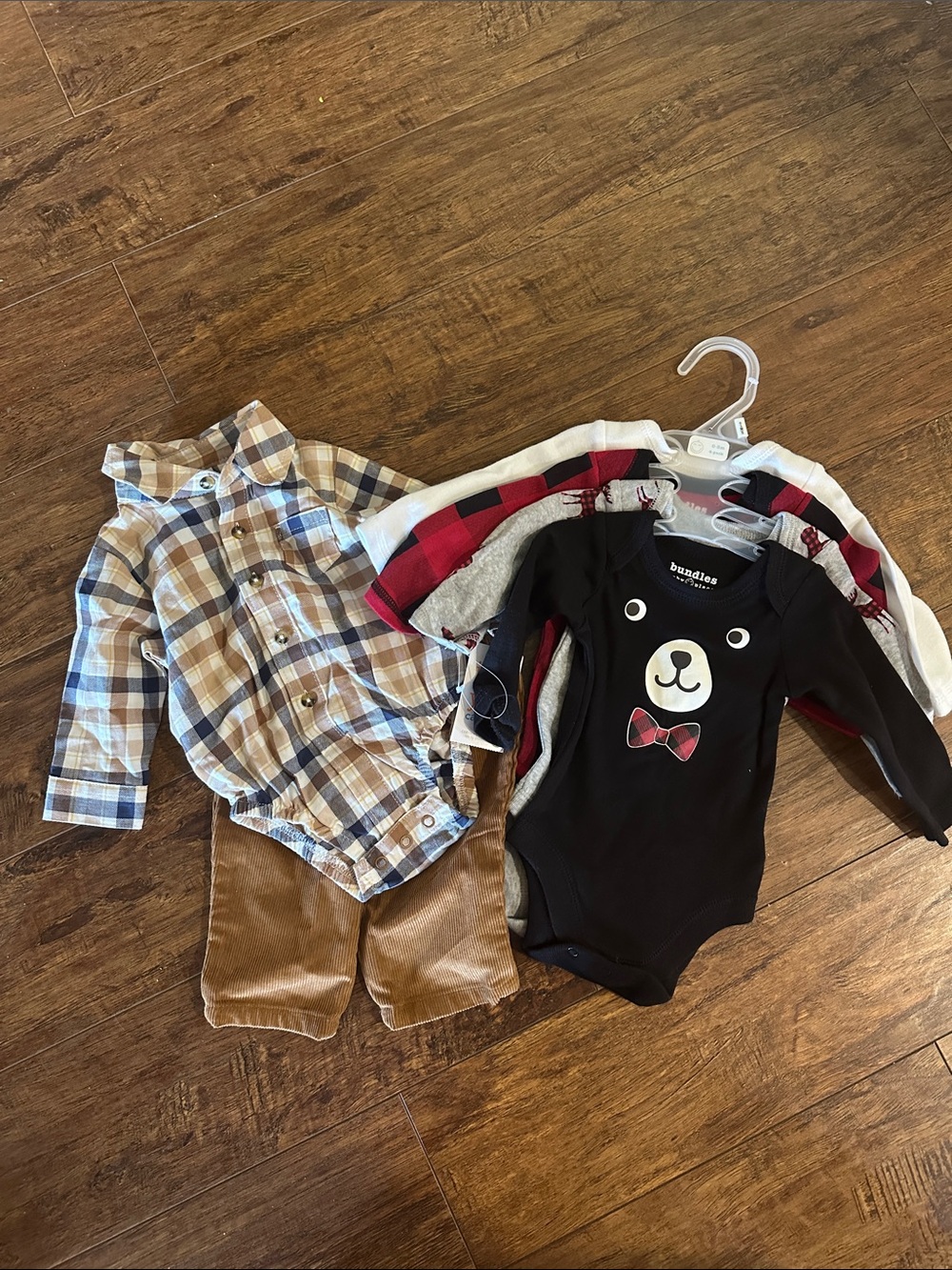 Long sleeve Bodysuit set & Plaid Outfit Set